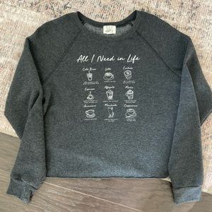 Project Social T Los Angeles Cropped Charcoal Sweatshirt Sz Small